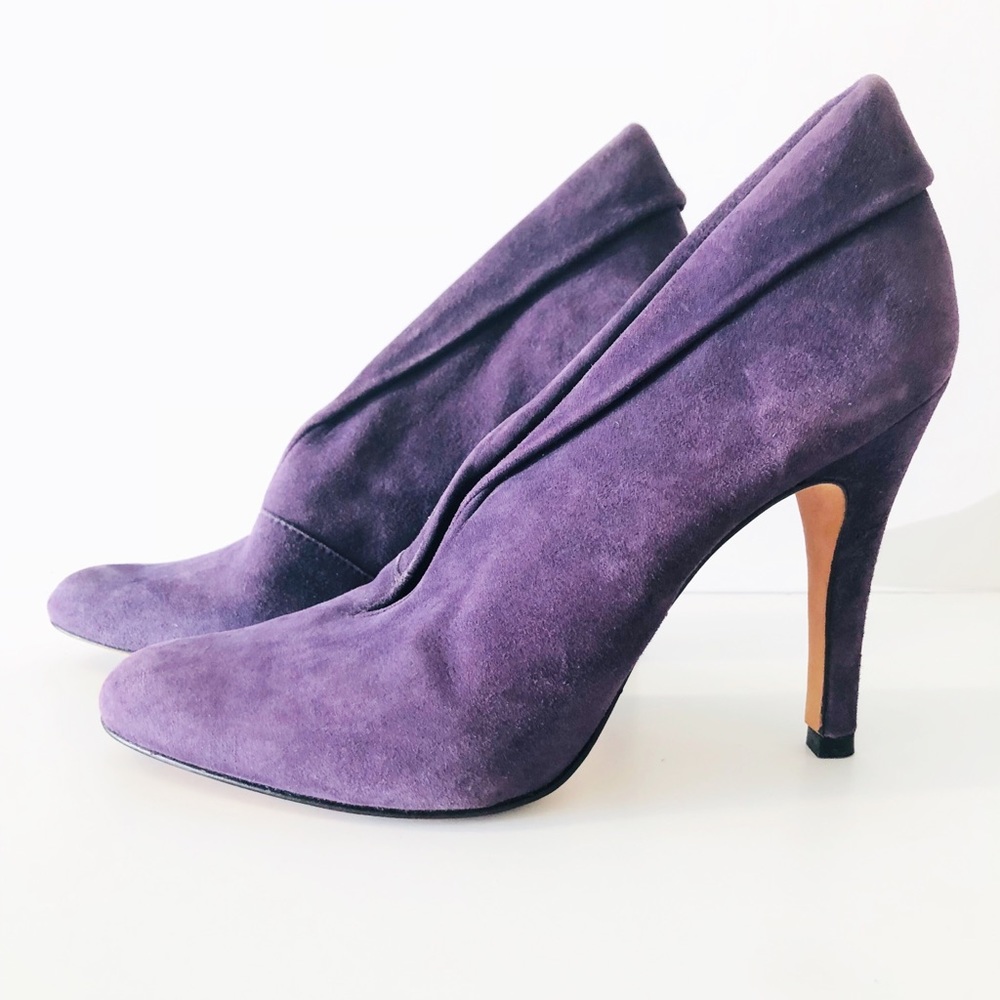 STEVEN Purple Suede Slim Heel Boot